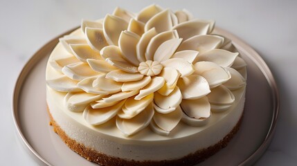Wall Mural - A cheesecake with an intricate almond slices 