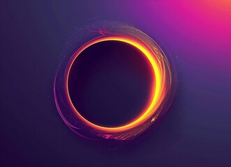 Wall Mural - black hole, gradient background, vector illustration, purple and orange colors, dark blue tones, minimalist style, circular shape, simple details, smooth lines, high resolution, clear outline light ef