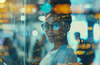 © Peopleimages - AI - Overlay, serious and portrait of black woman in office for creative startup, pride and career. Bokeh, glasses and female person with confidence for new job, company and satisfaction at workplace