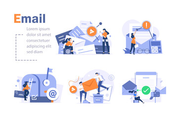 Wall Mural - email and messaging,email marketing campaign,working process, new email message