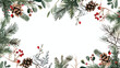 Winter botanical vector background. Xmas color backdr