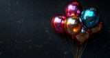 Fototapeta Lawenda - Festive golden and colourful metallic balloons for events.