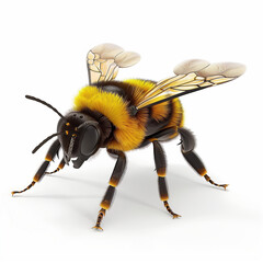 bee close-up isolated on white background