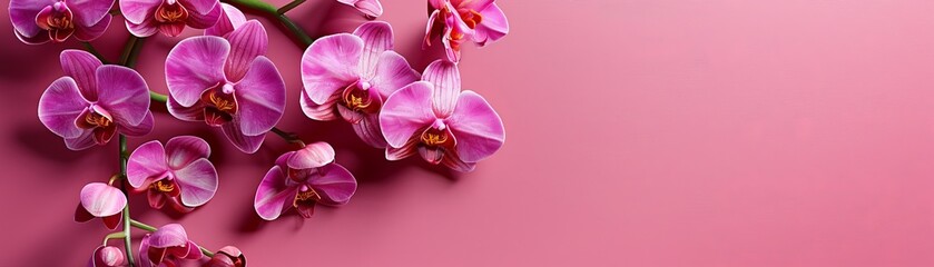 Craft a bright, minimal orchid display for a Mother's Day card, using a 3D Blender minimalist style, isolated background, with text space