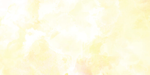 Wall Mural - Watercolor background. Abstract light pastel yellow background. Clouds effect marble background.