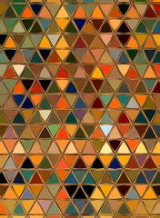 Wall Mural - triangular mosaic harlequin random pattern with many bright coloured similar shaped design