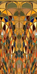 Wall Mural - stained glass window pattern and design in many bright colours tall and thin format