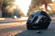 Discover the realism of a high-definition motorcycle helmet photo, vibrant and amazing. AI generative.