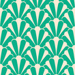 Art Deco green stripped scallop motifs. Elegant green floral seamless pattern for interior decor, home decor, packaging, textiles.