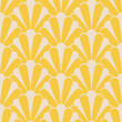 Art Deco yellow stripped scallop motifs. Bright yellow floral seamless pattern. Art Deco fan pattern.