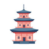 Fototapeta Big Ben - Japanese temple isolated on white background. Traditional Japan pagoda design. Vector stock