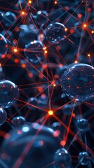 cyberspace visualization with 3d network nodes and glowing connections