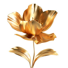 Golden flower metallic isolated. Gold flower design element