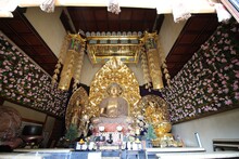 In Side Of One Of The Smaller Side Temples On The Upper Level Of The Hase-kannon Temple Complex With Golden Buddha Statue In Kamakura, Japan In March
