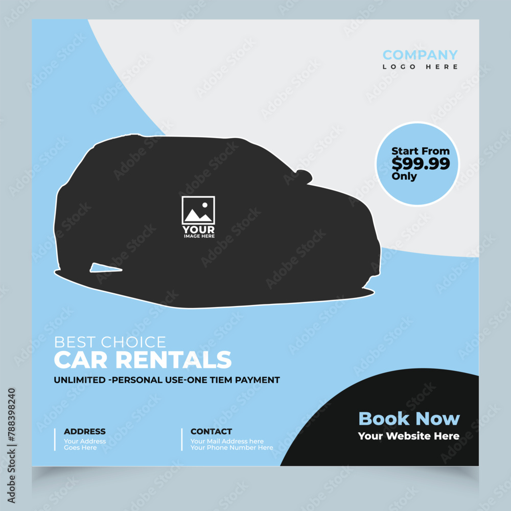 Car Rent banner for social media post template Stock Vector | Adobe Stock