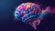 Colorful Human Brain with Paint Burst: Imagination and Creativity Concept