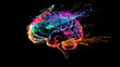 Colorful Human Brain with Paint Burst: Imagination and Creativity Concept