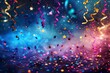 Exhilarating, Isolated Tartan Celebration: Shiny Blue Paisley with Luminous Streamers and Sparkling, Blissful Confetti