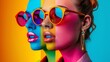 © sitthisak - Bright pop art collage, ample copyspace, neon colors, 60s style, front camera, vivid detail