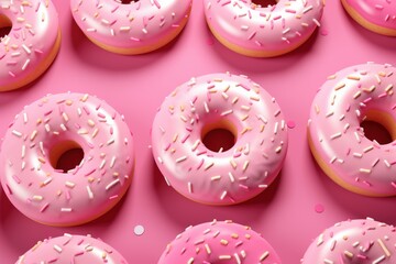 Wall Mural - Tantalizing Pink donut pattern calories. Decoration baked. Generate ai
