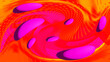 Abstract flying pink 3d ball on red yellow background. Bright wave. Neon light backdrop. Digital wallpaper. NFT card. Metaverse. Combatting climate change concept. Sunny tech. Energy efficiency. Sci.