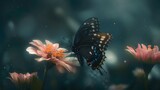 Fototapeta  - A close-up of a butterfly resting on a flower