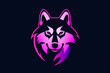 A Husky logo with a combination of purple and pink hues on a black background.