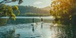 © Dara - A couple exploring a serene lake by paddleboarding or canoeing, surrounded by peaceful nature.