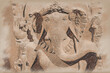 Ganesh illustration. Induism religion - elephant god, Indian traditional culture