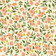 Seamless pattern with watercolor hand draw floral. Simple wildflowers, leaves, isolated on colored background.
