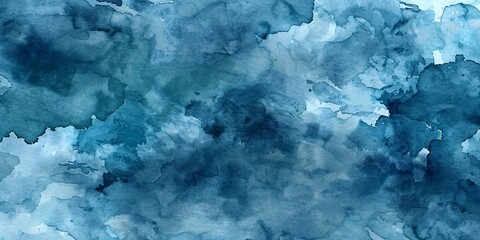 Wall Mural - Abstract teal watercolor background with dark blue stormy clouds