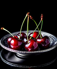 Wall Mural - cherries on a plate