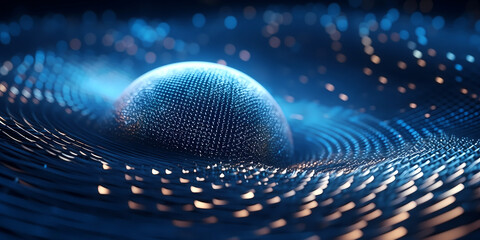 Wall Mural - abstract tech background with digital particles explosion, quantum core and computing network system