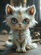 Cute cat with four eyes, 3D fantasy creature, shimmering fur, enchanting eyes , high resolution DSLR