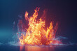 A realistic 3D-rendered fire icon with intricate details and vibrant flames on a solid background.
