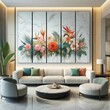 Tropical Tranquility floral wall in the living room