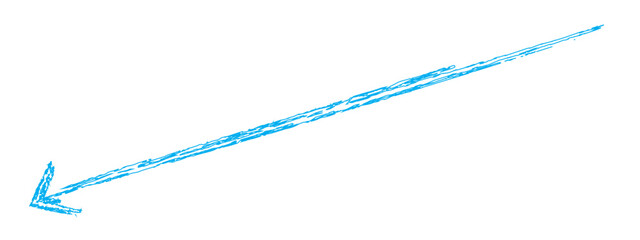 Wall Mural - Hand-drawn blue brush arrow vector isolated on a white background.