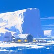 The Ultimate Travel Hub: A High-Tech, Sustainable Hyperloop Station on the Frozen Continent of Antarctica.