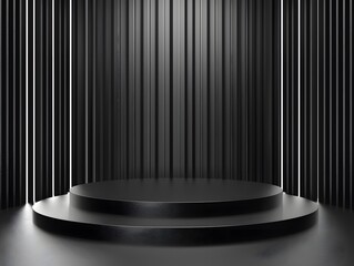 Wall Mural - Premium Black Silver Metallic Podium