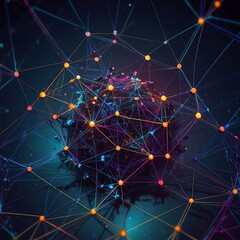 Abstract polygonal space low poly dark background with connecting dots and lines