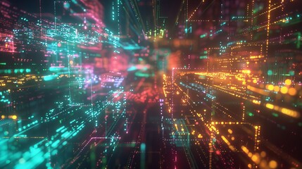 a creative digital network intertwined with elements of coding background