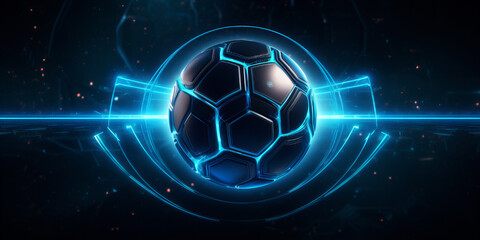 Wall Mural - A close up of the futuristic cyber football ball.