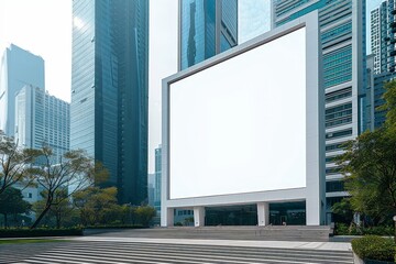 Wall Mural - Blank digital signage screen in a public space perfect for customization