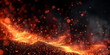 © Nice Seven - Fire with particles on black background, red fire, fire in the night, Fire flames on black background