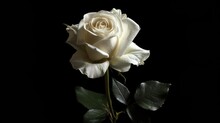 A Single White Rose Pops Against A Sleek Black Backdrop Serving As An Eye Catching Centerpiece For Gift Cards Or Web Designs Perfect For Weddings Birthdays Valentine S Day Or Mother S Day