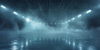  ice rink with fog, smoke and a dark sky background, empty stadium Hockey ice rink sport arena