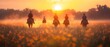 Dawn Riders: Equestrian Prep in Golden Silence. Concept Equestrian Style, Morning Light, Horse Care, Rider Prep, Golden Hour