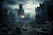Abandoned Ruined buildings apocalypse. City fear disaster. Generate Ai