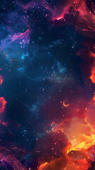 Sticker - Vibrant cosmic nebula with hues of pink and blue in a digital space scene.