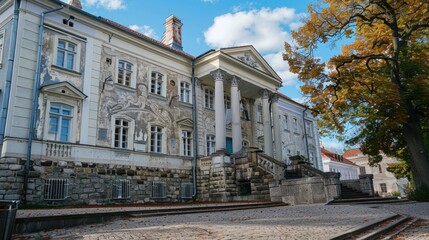 Wall Mural - A large building with a clock on the front